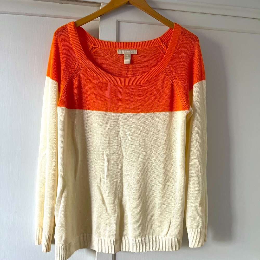 Knit orange and cream Banana Republic sweater